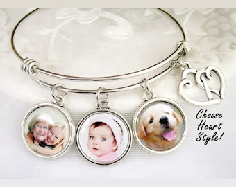 Photo Charm Mom Bracelet Custom Photo Jewelry Wife Gift Grandmother Gift Picture Jewelry Child Pet Photos Mom Gifts Add Message or Logo
