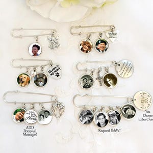 Photo Lapel Pin Groom Gift from Bride Wedding Boutonnière Graduation or Baptism Memory Charm Sympathy Gift 1, 2, 3, or 4 Photo Charms!