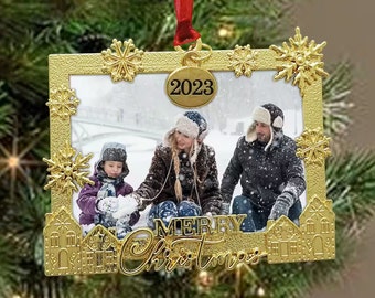 Gold Photo Ornament Gift Christmas Picture Frame Mom Dad Gift for Grandmother Many Styles in my Shop Office Gifts Under 20