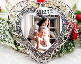 Heart Memorial Photo Ornament Sympathy Gift For Wife Husband Mom Gift Dad Grandmother Memory Photo Office Gift Add Photo Date Tag Removes