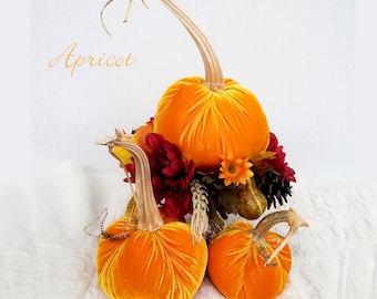 Velvet Pumpkins Create Your Own Centerpiece Thanksgiving Table Mantle Decor Hostess Mom Gift Many Colors Custom Orders Add a Flower Ring