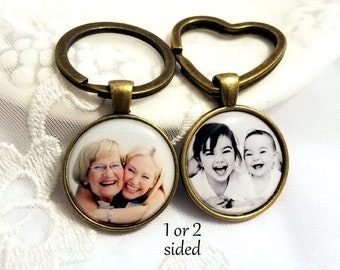 Custom Photo Key Chain Photo Gift for Husband Wife Gift Dog or Cat Photo Charm Sympathy Gift 1 Or 2 Sided Silver Or Bronze