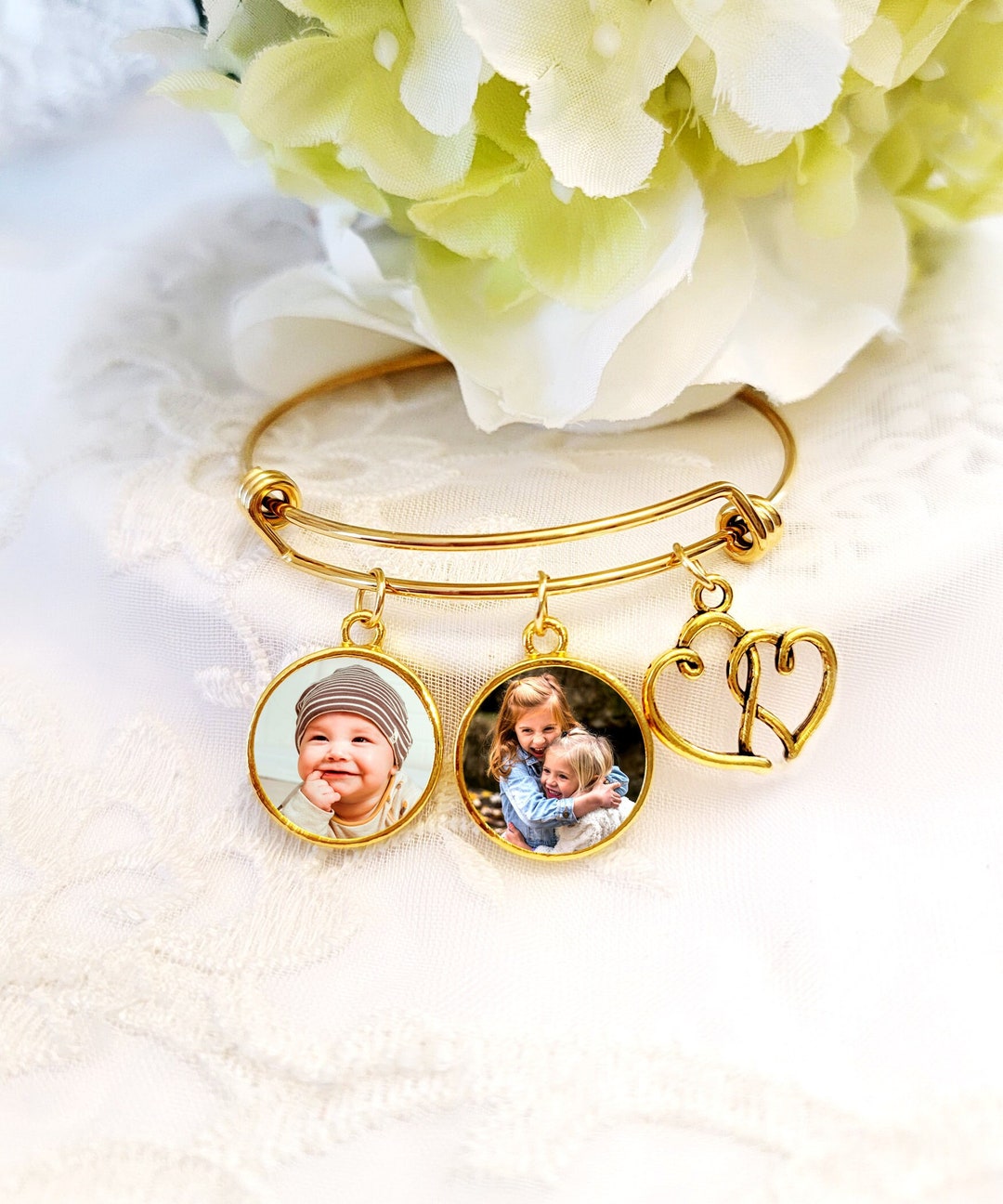 Photo Charm Bracelet Mothers Day Gift Gold Picture Charm Wife Mom ...