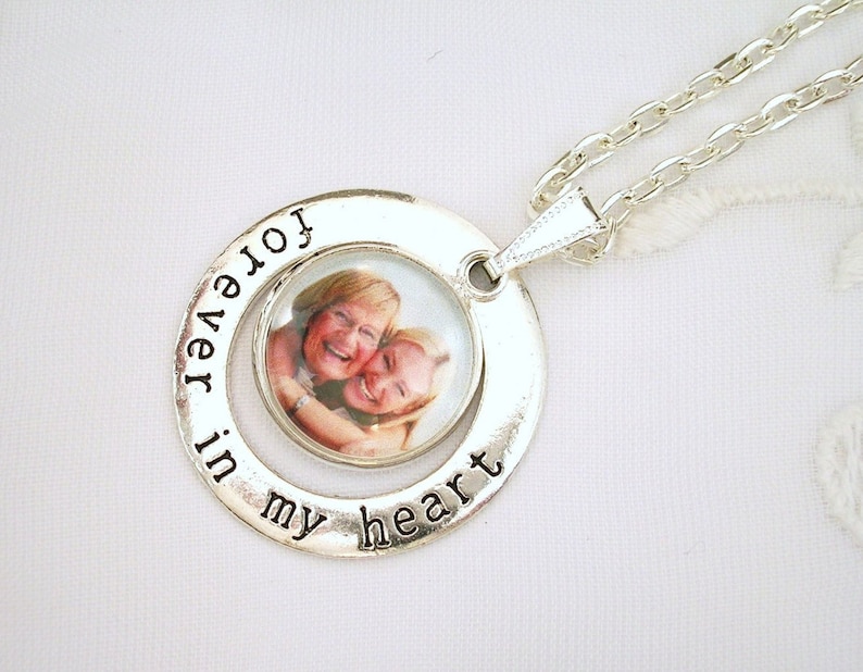 Photo Memory Charm Necklace Photo Necklace Memory Jewelry Forever in My Heart Picture Charm Pet Memory Sympathy Gift Loss of Loved One