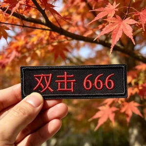 Parche bordado con signo de interrogación / Aplicación de texto "666", para coser en tela.