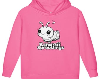 Sudadera con capucha de forro polar con estampado de oruga de KawaiiSproutlings para niños pequeños