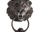 Large American Cast Bronze Lion Head Door Knocker Striker Plate 6 available