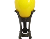 Circa 1915 Tiffany Studios Favrile Glass Lemon Yellow Amphora Egg shaped Vase on Bronze Stand