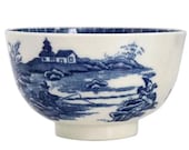 Worcester Dr. Wall. 1775-80 English Blue and White Porcelain Fisherman and Cormorant Tea Bowl Teacup