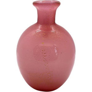 Vintage Italian Murano Glass Pink Gold Aventurine Bottle image 1