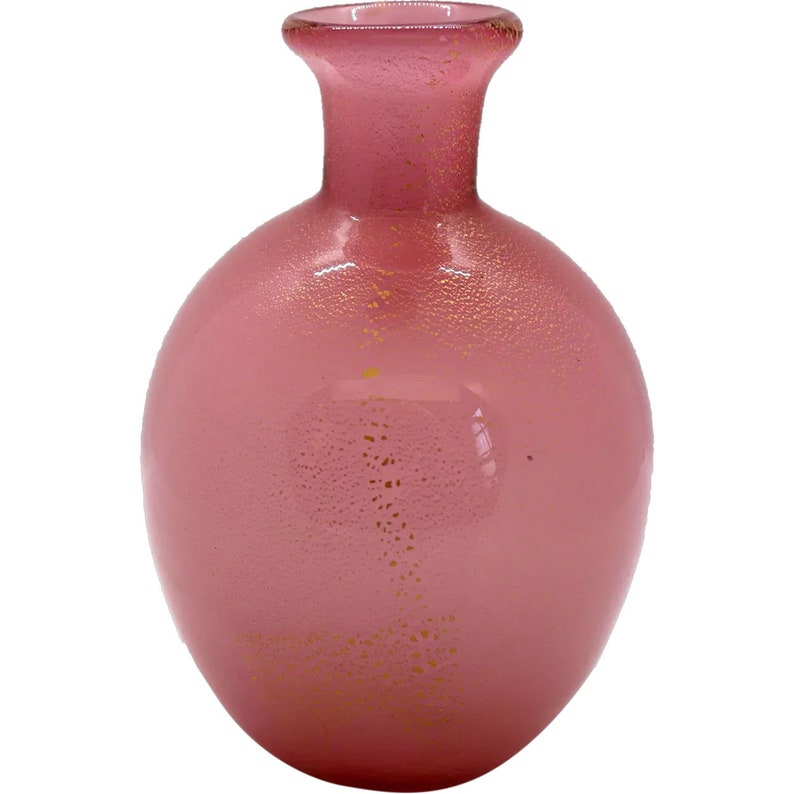 Vintage Italian Murano Glass Pink Gold Aventurine Bottle image 1