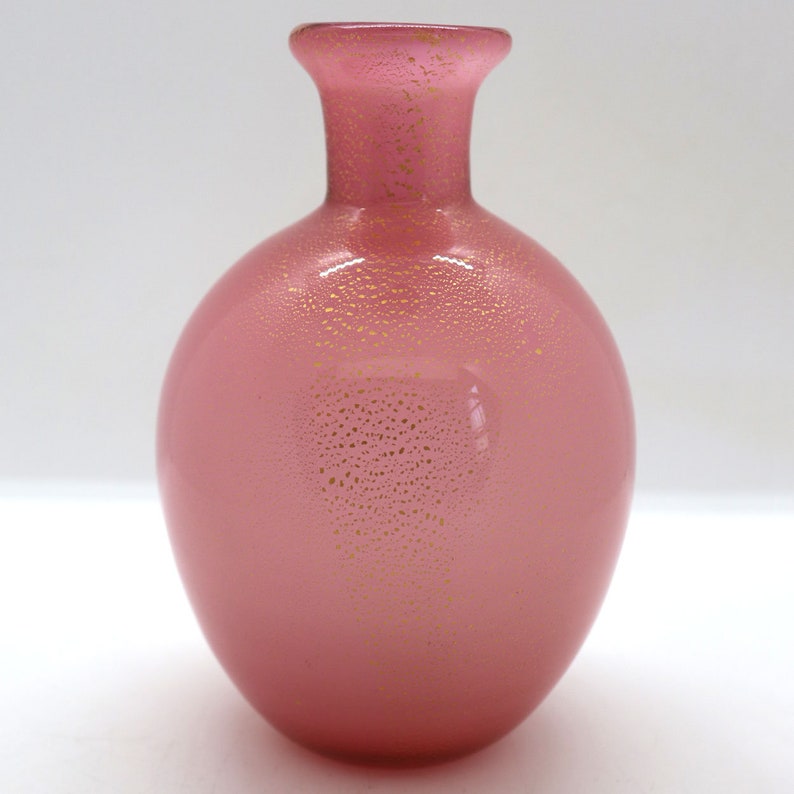 Vintage Italian Murano Glass Pink Gold Aventurine Bottle image 5