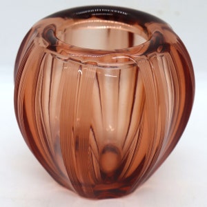 1920's Vintage Small Bohemian Moser Blown Glass Amber Globe Vase image 2