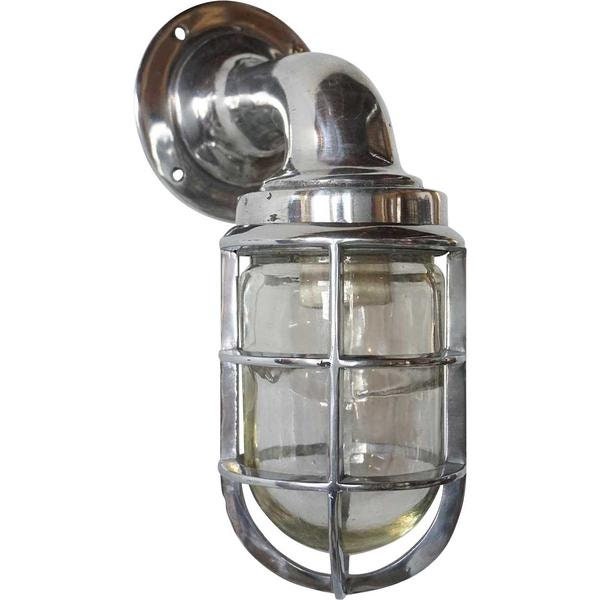 Vintage Style Industrial Aluminum Caged Bracket Ship's Passage Sconce Light