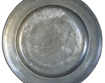 Large Antique English Georgian TW Pewter Charger Plate 18th Century