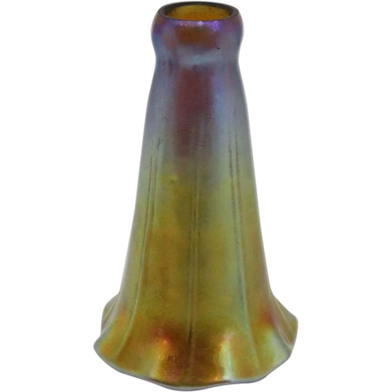 Vintage American Iridescent Glass Ribbed Lily Lamp Shade Etsy