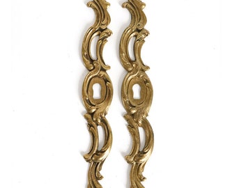 Pair of French Louis XV Style Brass Lock Plate Keyhole Escutcheons