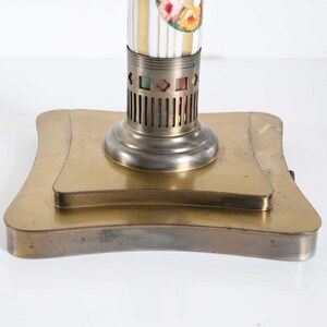 1920's Antique / Vintage American Pairpoint Painted Glass and Brass Two-Light Table Lamp Base image 4