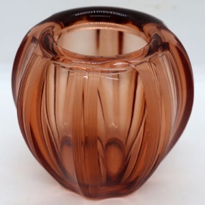 1920's Vintage Small Bohemian Moser Blown Glass Amber Globe Vase image 3