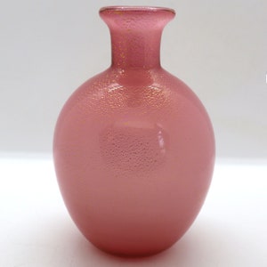 Vintage Italian Murano Glass Pink Gold Aventurine Bottle image 7