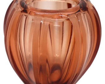 1920's Vintage Small Bohemian Moser Blown Glass Amber Globe Vase