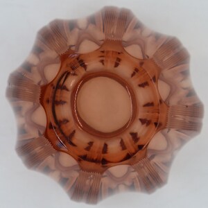 1920's Vintage Small Bohemian Moser Blown Glass Amber Globe Vase image 5