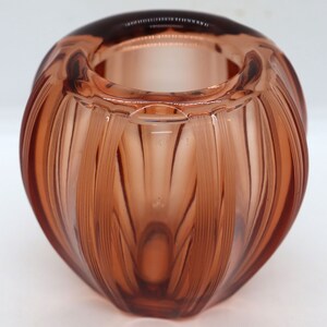 1920's Vintage Small Bohemian Moser Blown Glass Amber Globe Vase image 4