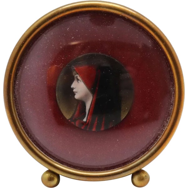 1890's Antique French Limoges Enamel on Copper Plaque, Saint Fabiola after Jean-Jacques Henner