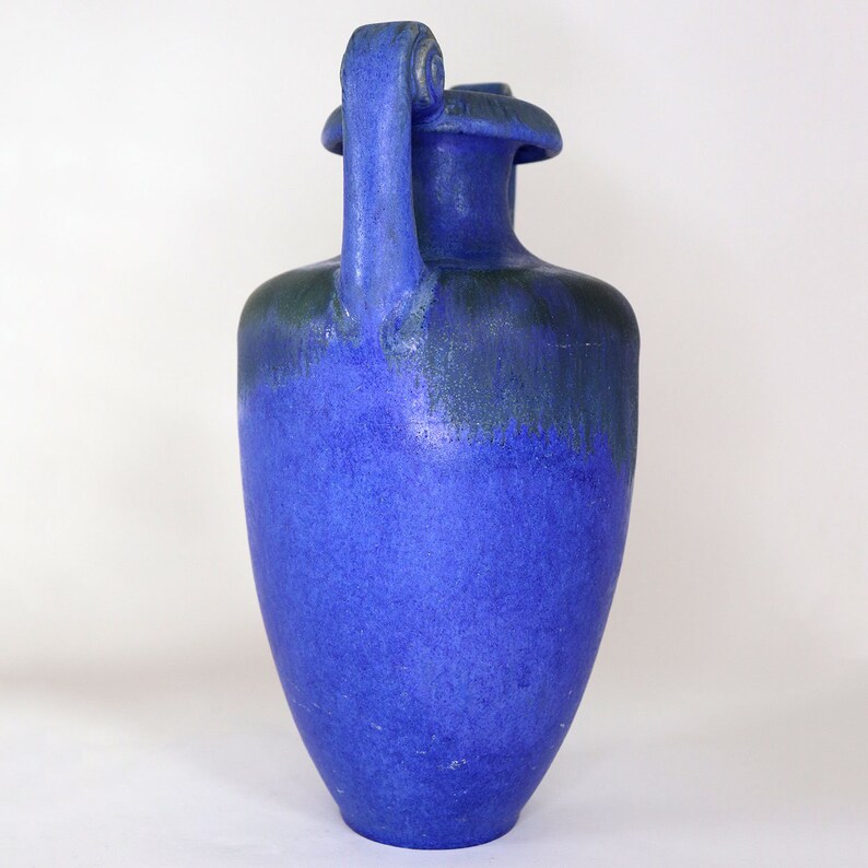 Vintage American Fulper Pottery Blue Flambe Amphora Etsy