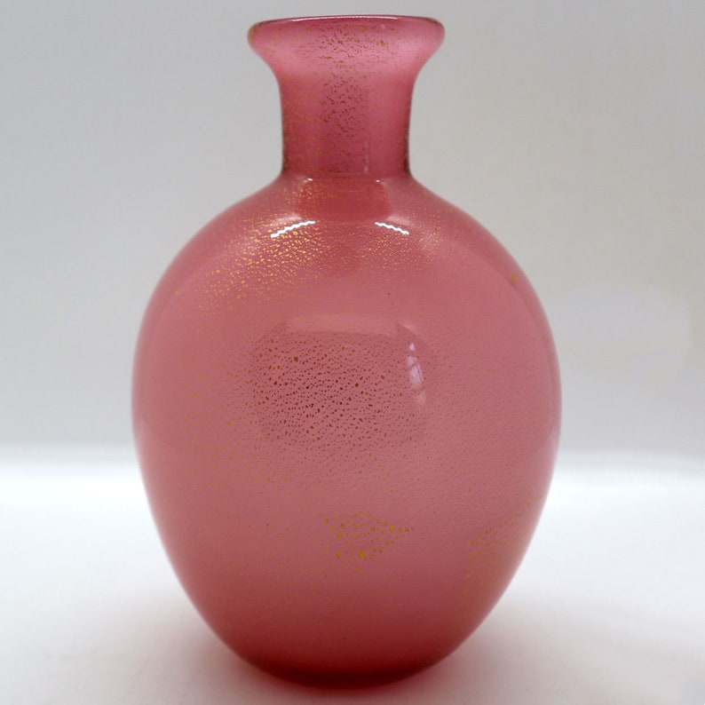 Vintage Italian Murano Glass Pink Gold Aventurine Bottle image 6