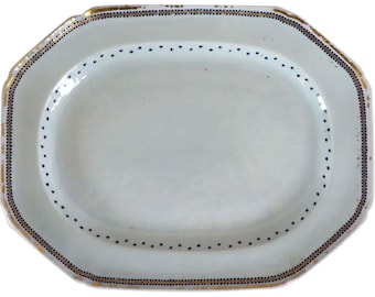 1800's Antique Large Chinese Export American Market Parcel Gilt Porcelain Platter