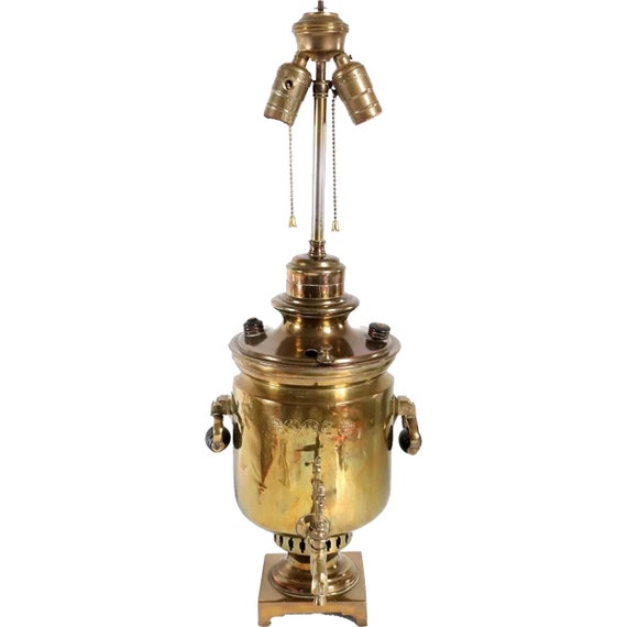 Buy 1860's Antique Russian Brass Samovar Two-light Table Lamp