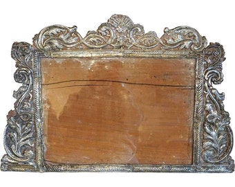 Rare Antique Indo-Portuguese Baroque Silver Mounted Teak Frame 18th century