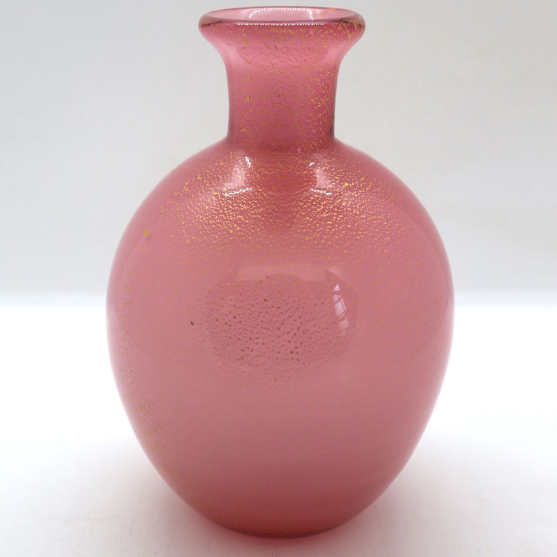 Vintage Italian Murano Glass Pink Gold Aventurine Bottle image 4