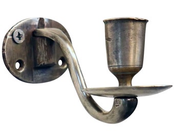 1780's Early Antique English Georgian Brass Single Arm Candle Wall Bracket Sconce Light Fixture