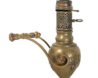 1900 French Art Nouveau Antique Bronze Kerosene Tank Lamp Wall Mount Sconce Light Fixture