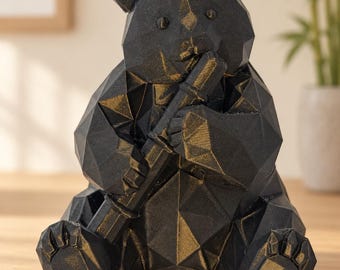 Low Poly Panda with Bamboo – 3D Printed Panda Figurine Made of PLA | Animal Decor | Gift for Panda Fans | 11, 20 or 30 cm