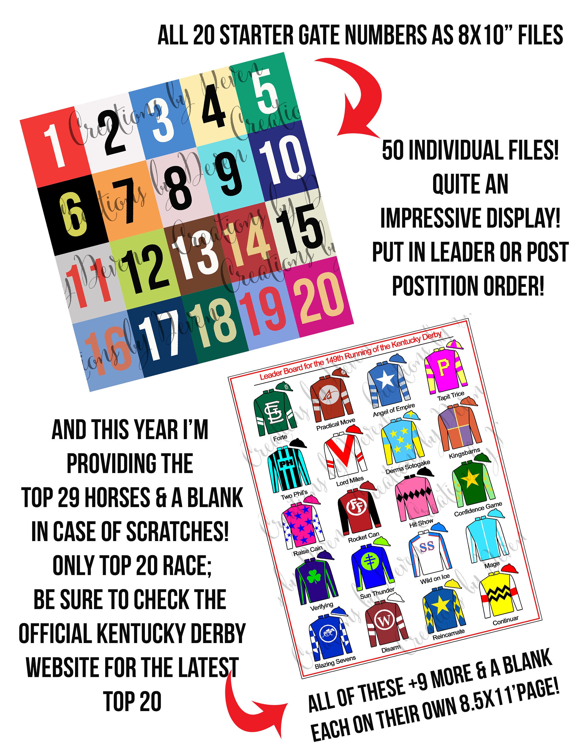 Kentucky Derby Party Printable Jockey Jersey Silks Full Sheets Etsy