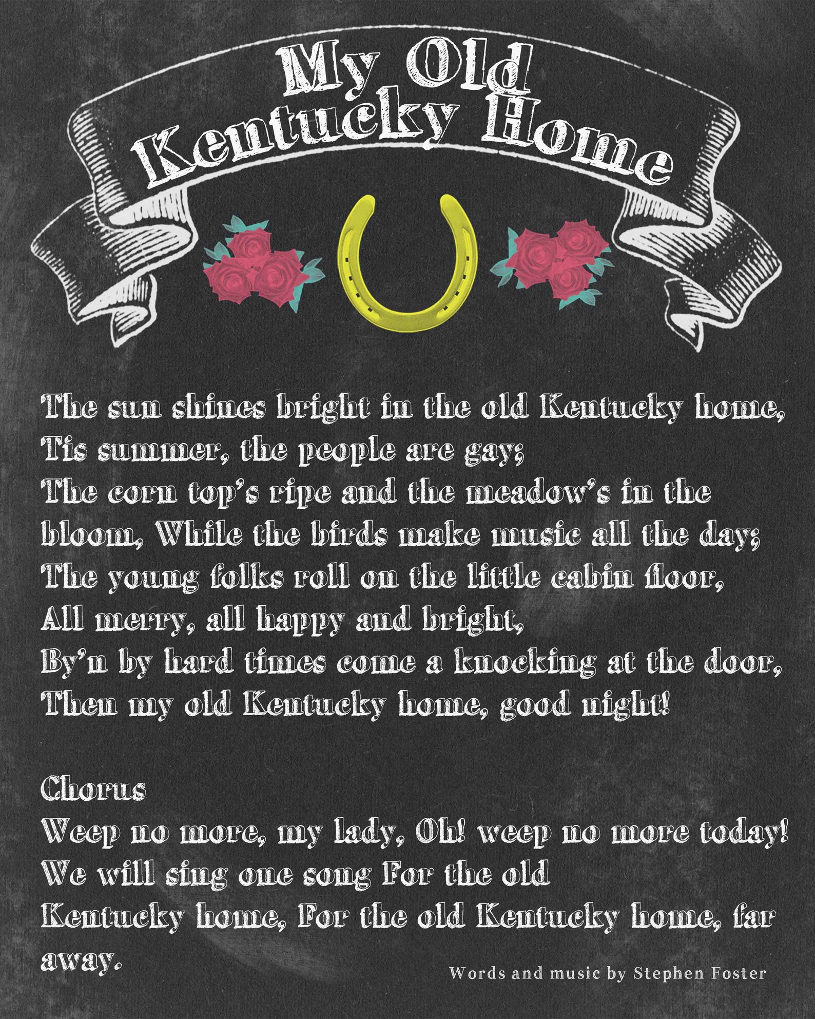 Kentucky Derby Party Printables My Old Kentucky Home 4 sizes Etsy