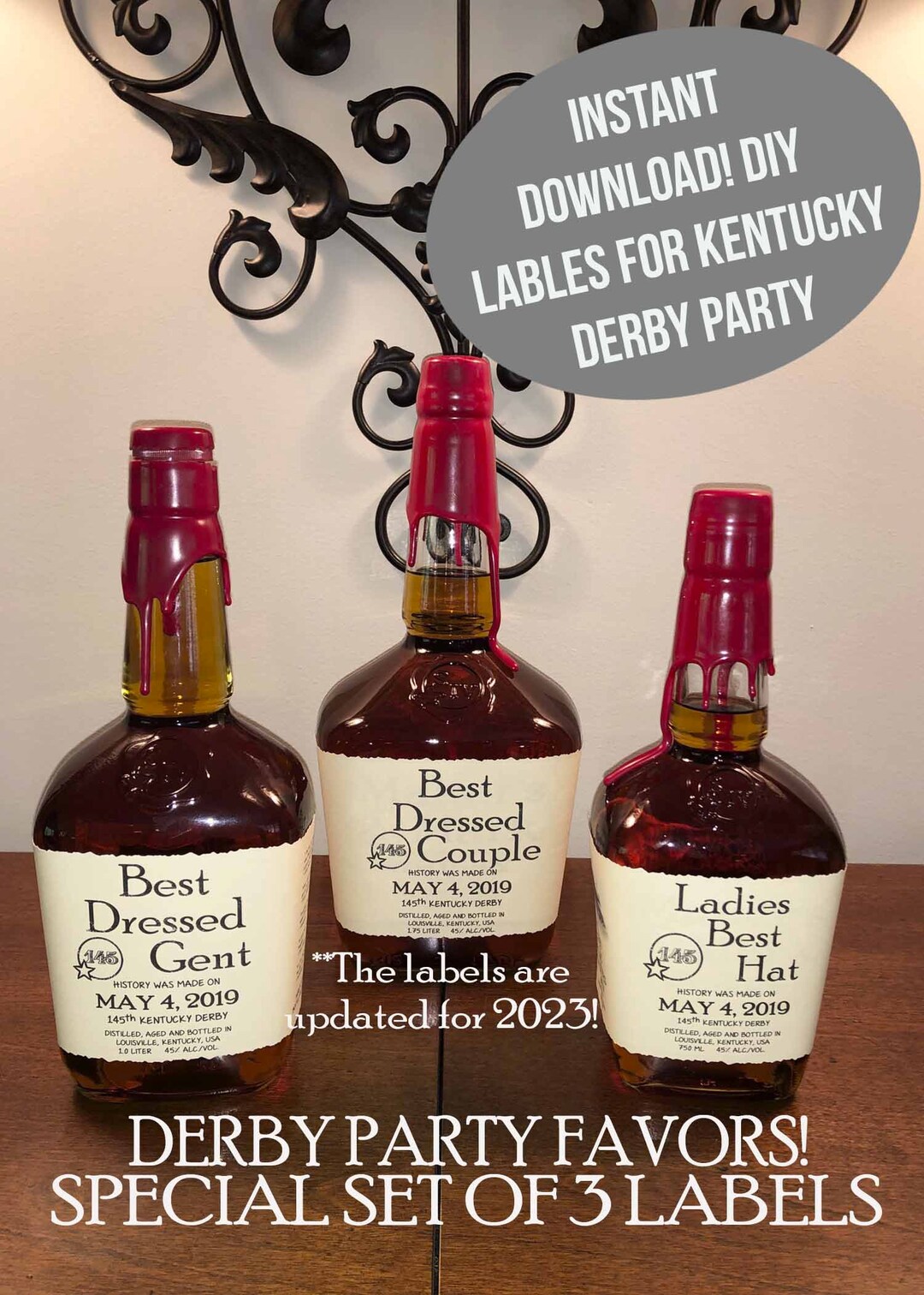 Bourbon Whiskey Labels for 3 Prize Bottles Kentucky Derby - Etsy