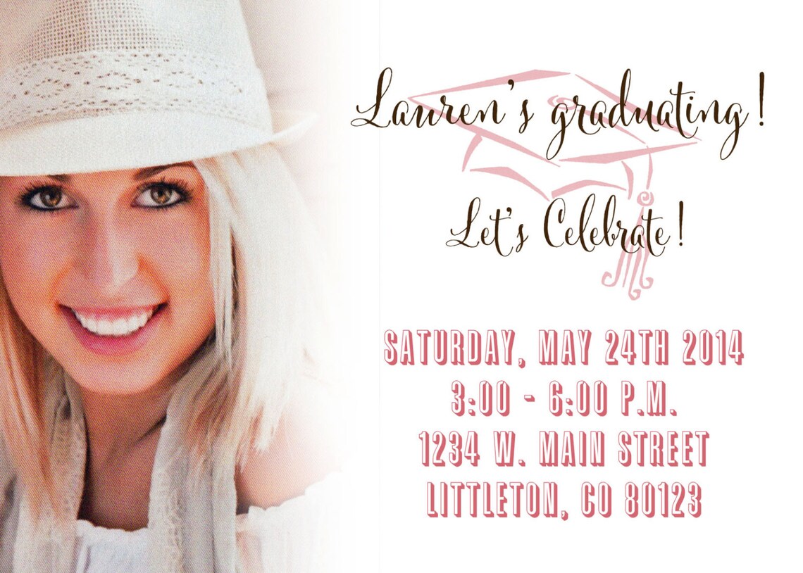 Graduation Party Announcements or inserts with photo Set of Etsy