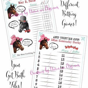 Kentucky Derby Party Printable Two Betting Games and Rules Digital Files Instant Download