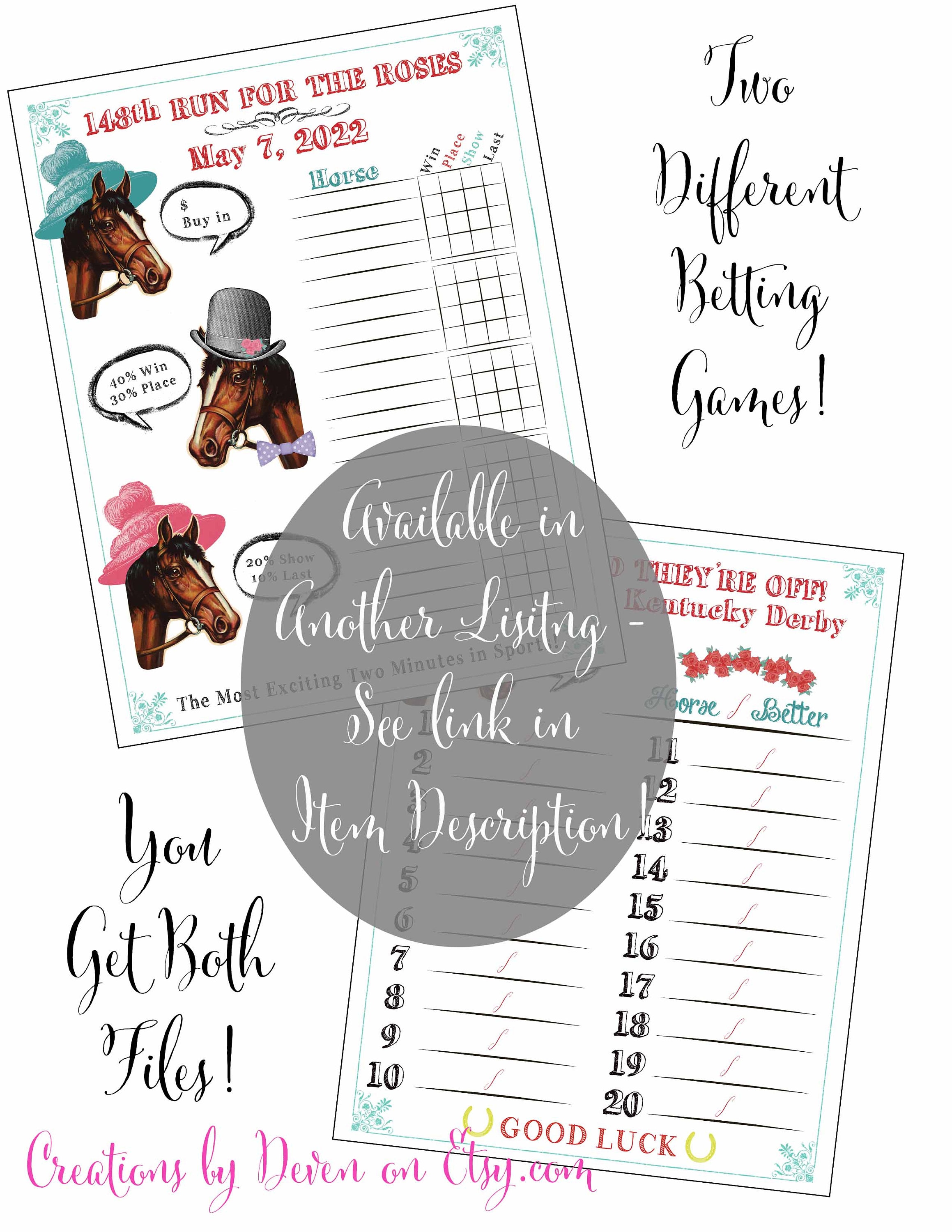 Kentucky Derby Party Printable Restroom Signs Digital Files | Etsy