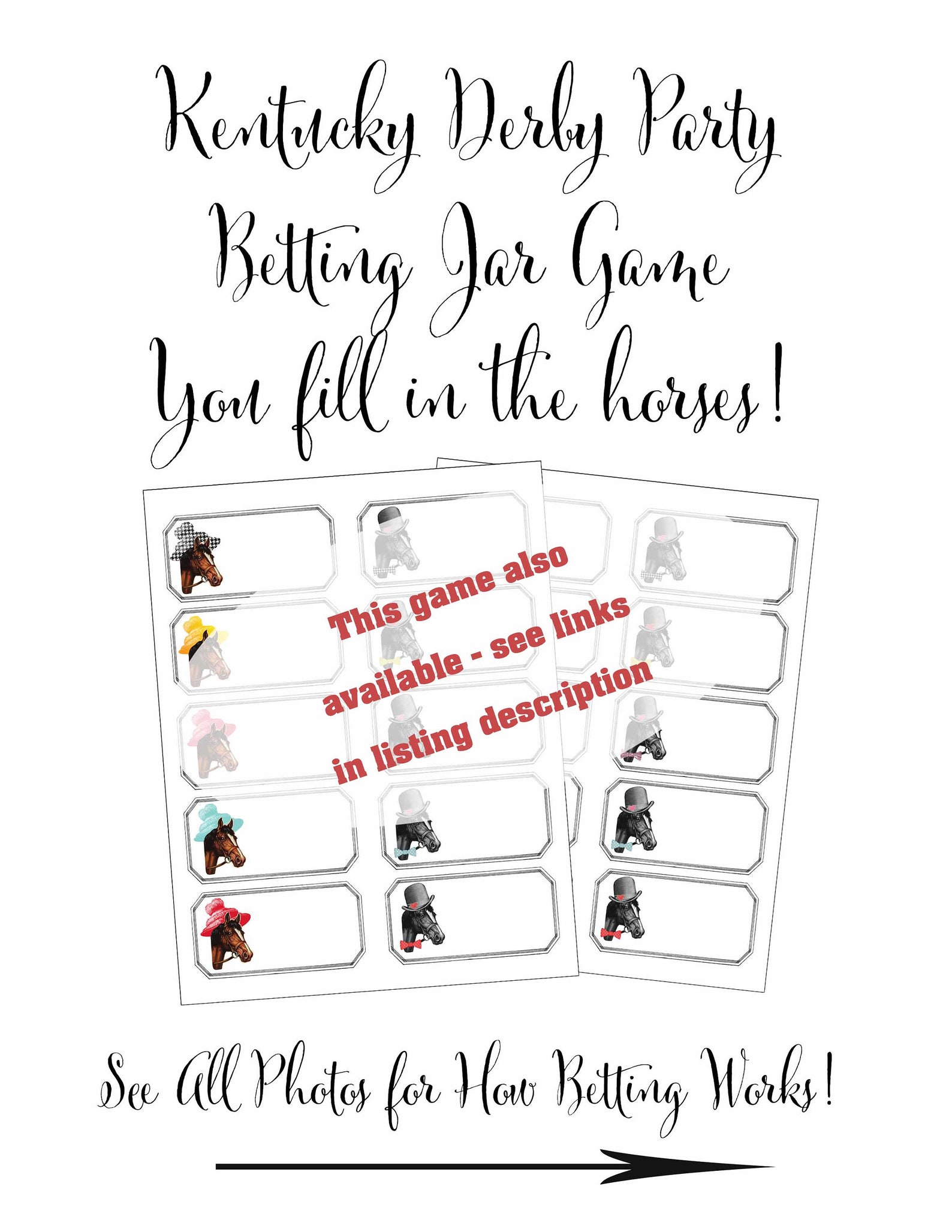 Kentucky Derby Party Printable Betting Sheets Betting Games Etsy