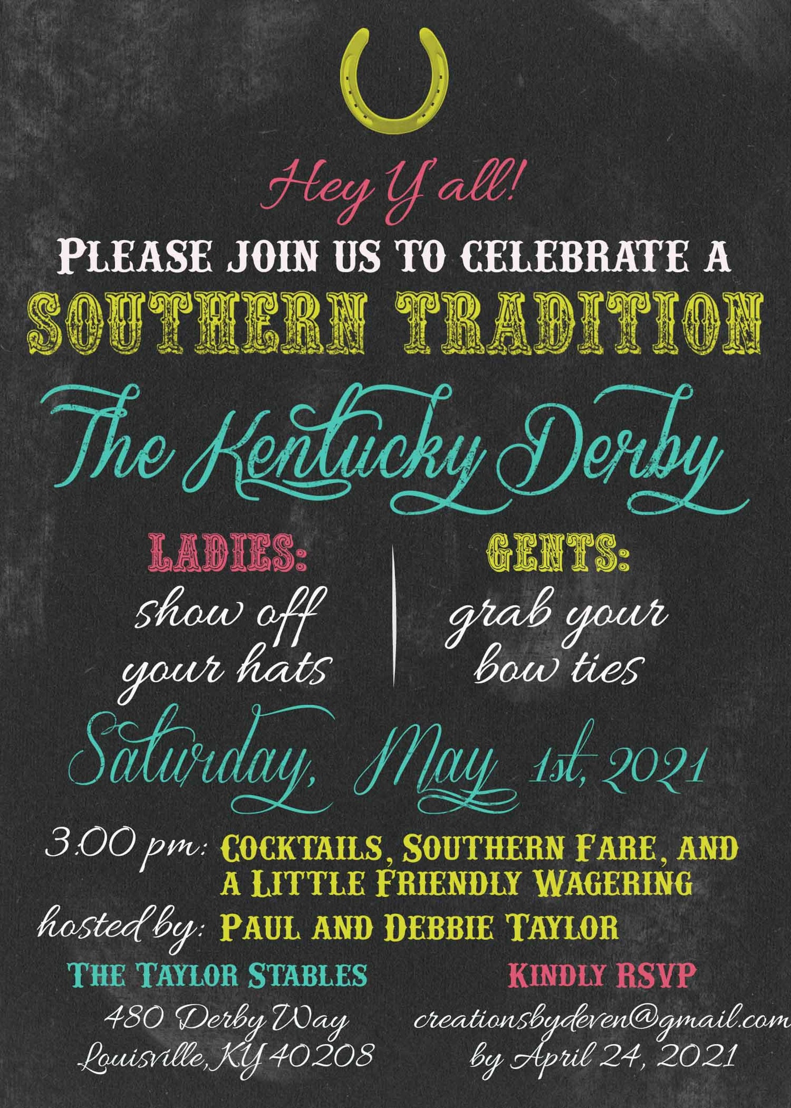 Kentucky Derby Party Invitations Set of 40 Includes Envelopes | Etsy