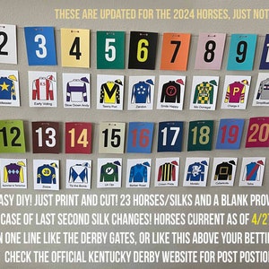 Kentucky Derby Party Printables Jockey Jersey Silks Post Position or ...