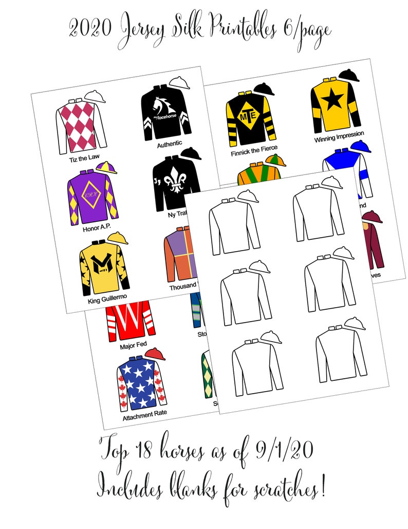 Kentucky Derby Party Printable Jockey Jersey Silks 6 to a page Etsy