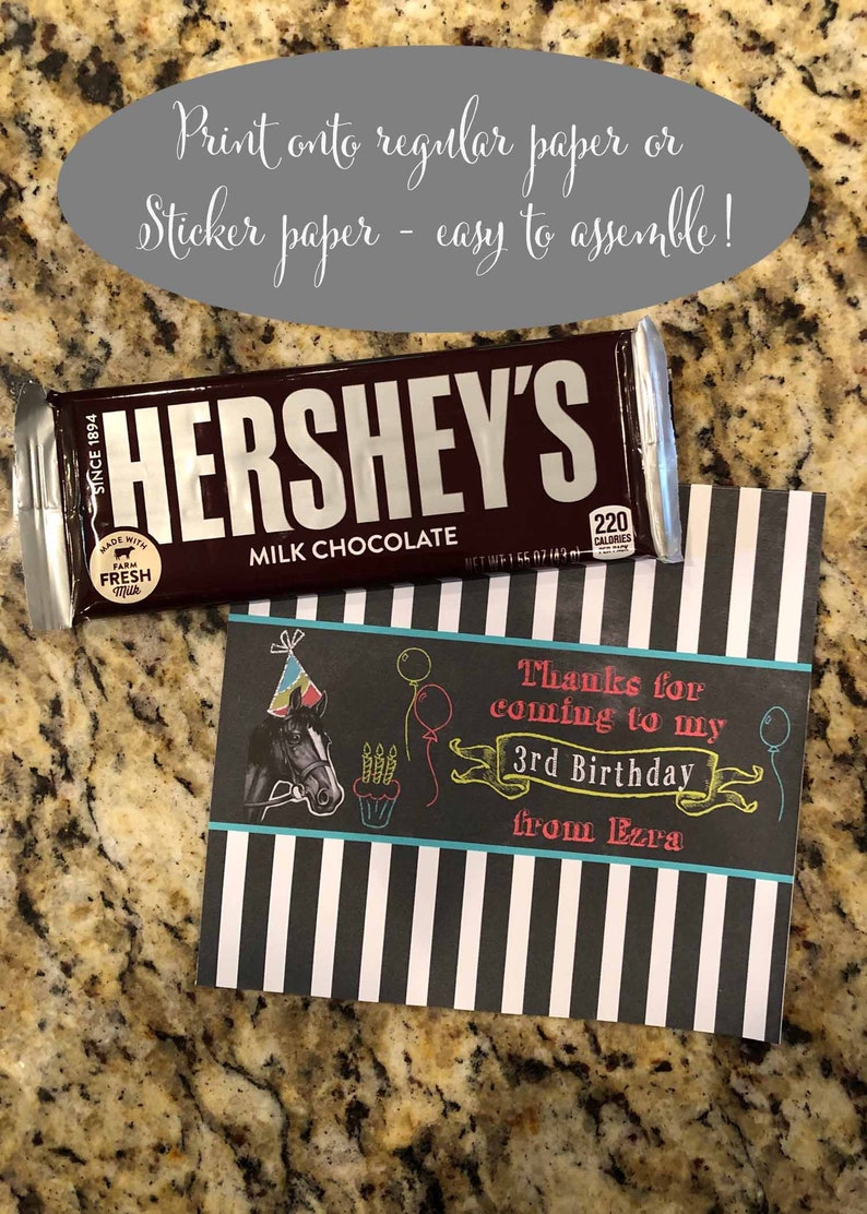Kentucky Derby Themed Birthday Chocolate Bar Wraps