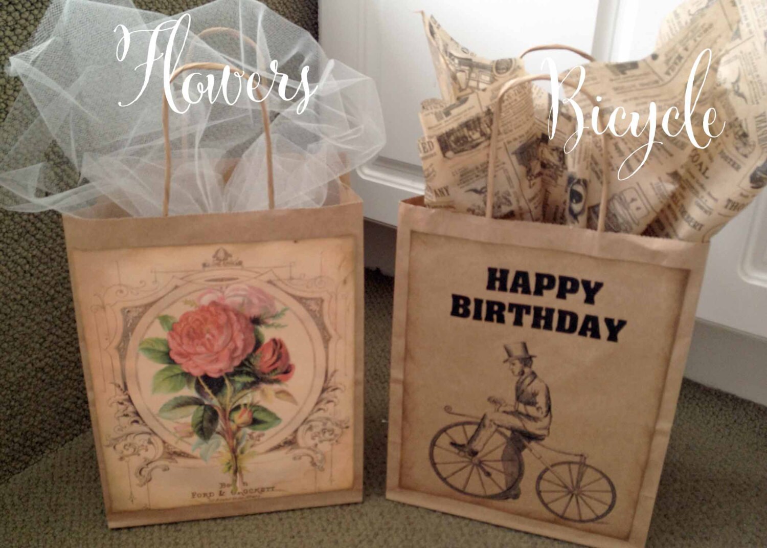 Gift bags Birthday or General Occasion with Vintage Graphics Etsy