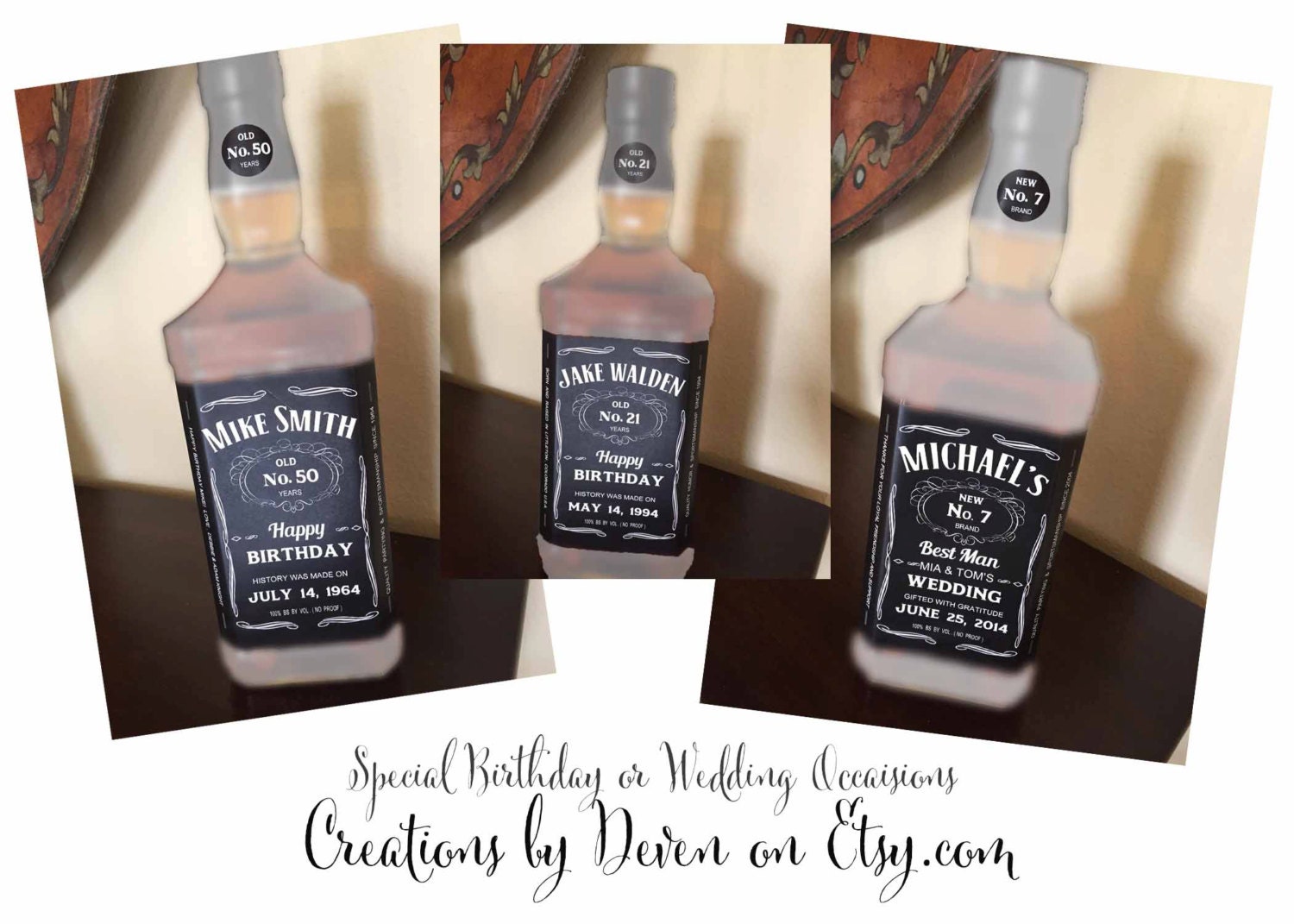 Custom Bourbon Whiskey Label for Birthday Gifts Wedding Etsy